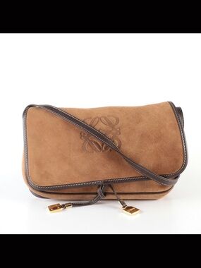 Loewe Camel Suede Crossbody with Dark Brown Leather Trim